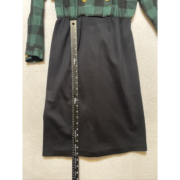 Vintage 80’s Dress R. J. Stevens By Carol Escritor Black Green Size 8 - Picture 6 of 10